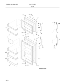 Door Diagram and Parts List for FFHT2131QS1  Frigidaire Refrigerator