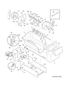 Ice Container Diagram and Parts List for FFHS2311LWJA  Frigidaire Refrigerator