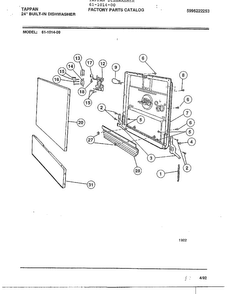 Tappan 24" Built-in Dishwasher Page 2 Diagram and Parts List for 61-1014-00  Frigidaire Dishwasher