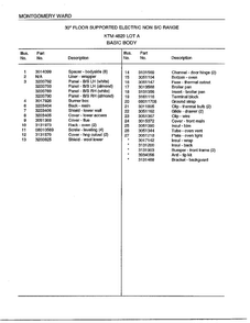 Basic Body Page 2 Diagram and Parts List for 4829A  Frigidaire Range