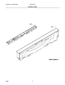 Control Panel Diagram and Parts List for 905045722A  Frigidaire Dishwasher