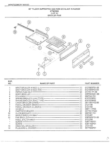 Broiler Pan Diagram and Parts List for 2509A  Frigidaire Range