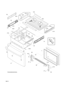 Freezer Drawer, Baskets Diagram and Parts List for EI28BS65KSDA  Electrolux Refrigerator