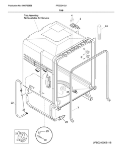 Tub Diagram and Parts List for FFCD2413UW3A  Frigidaire Dishwasher