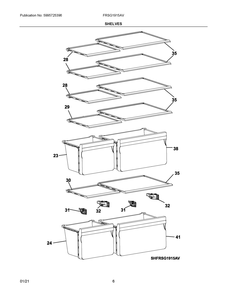 Shelves Diagram and Parts List for FRSG1915AV  Frigidaire Refrigerator