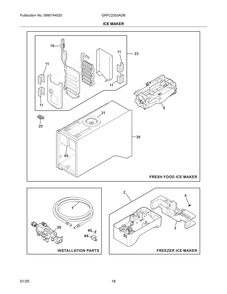 Ice Maker Diagram and Parts List for GRFC2353ADB  Frigidaire Freezer