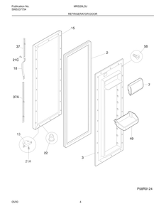 Refrigerator Door Diagram and Parts List for MRS26LGJW1  Frigidaire Refrigerator