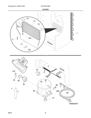 System Diagram and Parts List for LFFH20F3QM2  Frigidaire Freezer