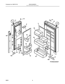Refrigerator Door Diagram and Parts List for GRQC2255BF02  Frigidaire Refrigerator