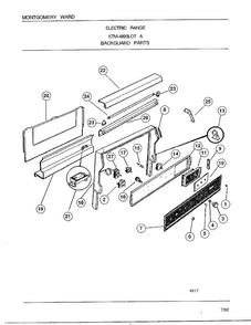 Backguard Parts Diagram and Parts List for 4893A  Frigidaire Range