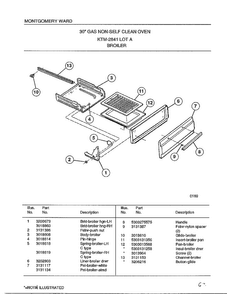 Broiler Diagram and Parts List for 2841A  Frigidaire Range