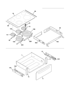 Top/drawer Diagram and Parts List for FGES3045KWD  Frigidaire Range