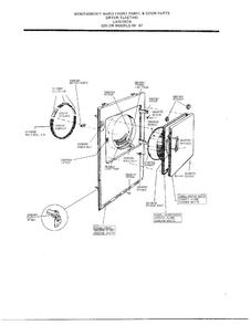 Front Panel And Door Parts Diagram and Parts List for 7347A  Frigidaire Dryer