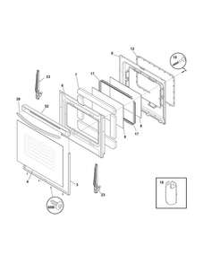 Door Diagram and Parts List for LGGF3042KWB  Frigidaire Range