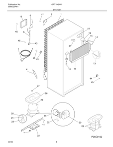 System Diagram and Parts List for GRT18QNHD0  Frigidaire Refrigerator