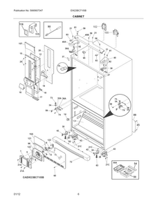 Cabinet Diagram and Parts List for EW23BC71ISB  Electrolux Refrigerator