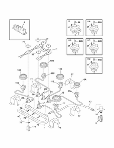 Burner Diagram and Parts List for 79032432901  Kenmore Cooktop