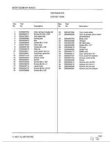 Dishwasher Page 4 Diagram and Parts List for 1031-005A  Frigidaire Dishwasher