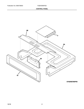 Control Panel Diagram and Parts List for FGEW3065PDD  Frigidaire Wall Oven