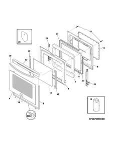 Door Diagram and Parts List for CGEF3055MWD  Frigidaire Range