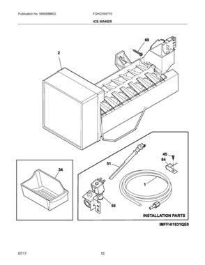 06 - ICE MAKER Diagram and Parts List for FGHI2164TF0  Frigidaire Refrigerator