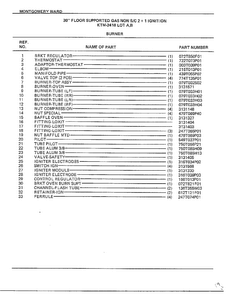 Burner Page 2 Diagram and Parts List for 2418A  Frigidaire Range