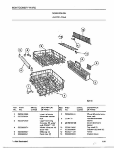 Dishwasher Page 11 Diagram and Parts List for 1081-000A  Frigidaire Dishwasher