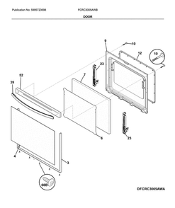 Door Diagram and Parts List for FCRC3005AWB  Frigidaire Range