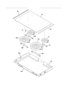 Main Top Diagram and Parts List for FFED3025LWD  Frigidaire Range