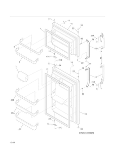 Doors Diagram and Parts List for 25360609410  Kenmore Refrigerator