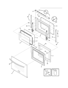 Door Diagram and Parts List for FGDS3065KWF  Frigidaire Range