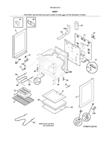 Body Diagram and Parts List for 79093013313  Kenmore Range