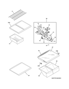 Shelves Diagram and Parts List for FPTR18D3RS1  Frigidaire Refrigerator