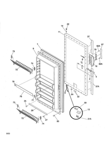 Door Diagram and Parts List for 2539280414  Kenmore Freezer