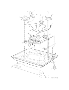 Burner Diagram and Parts List for EI24GC15KS  Electrolux Cooktop