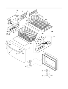 Freezer Drawer/baskets Diagram and Parts List for FGHF2369MF4  Frigidaire Refrigerator
