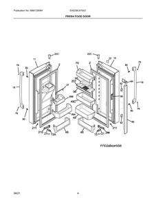 Fresh Food Door Diagram and Parts List for EW23BC87SS7  Frigidaire Refrigerator