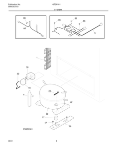 System Diagram and Parts List for GFTC051  Frigidaire Freezer