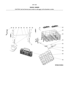 Racks/hinges Diagram and Parts List for 58712339F01B  Kenmore Dishwasher