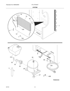 System Diagram and Parts List for FFU17F5HWT  Frigidaire Freezer