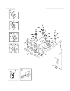 Burner Diagram and Parts List for EW30DF65GSM  Electrolux Range