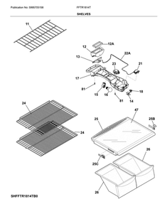 Shelves Diagram and Parts List for FFTR1814TB3  Frigidaire Refrigerator