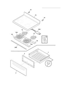 Top/drawer Diagram and Parts List for LFEF3019MWE  Frigidaire Range