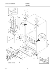 Cabinet Diagram and Parts List for EI23BC51IB5  Electrolux Refrigerator