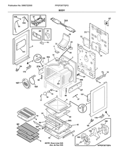 Body Diagram and Parts List for FPGF3077QFG  Frigidaire Range