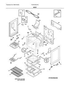 Body Diagram and Parts List for FCRG305LAFC  Frigidaire Range