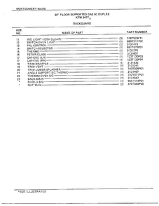 30" Floor/backguard Page 2 Diagram and Parts List for 2477A  Frigidaire Range