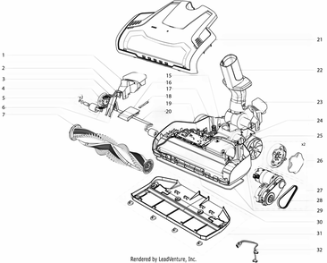Powerhead Diagram and Parts List for EL4015A  Electrolux Canister Vacuum