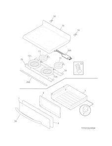Top/drawer Diagram and Parts List for FFEF3024RSA  Frigidaire Range