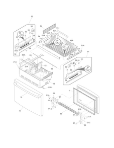 Freezer Drawer, Baskets Diagram and Parts List for EI28BS65KS4  Electrolux Refrigerator